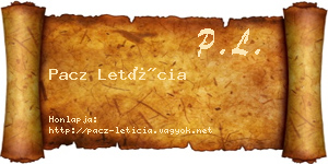 Pacz Letícia névjegykártya
